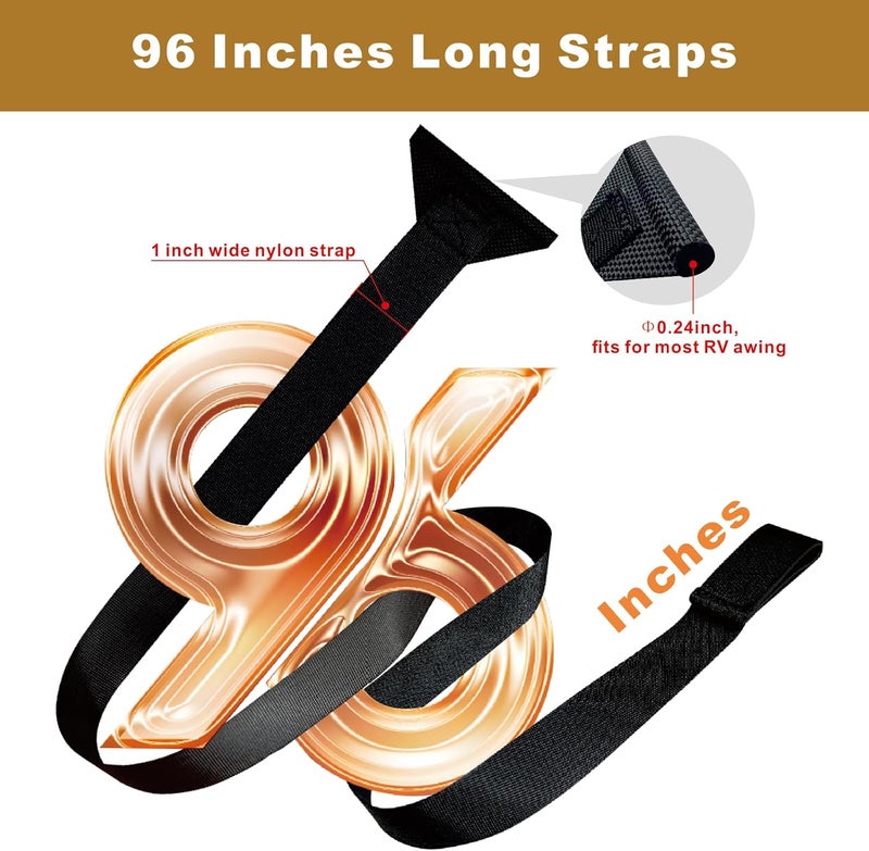 SHADEPLUS RV Awning Pull Straps,96 Inches Long Upgraded RV Camper Awning Parts Pull Down Straps Fits for Universal RV/Travel Trailer/Camper Awning,Patio Awning Pull Straps (2 Units) Black - Image 2